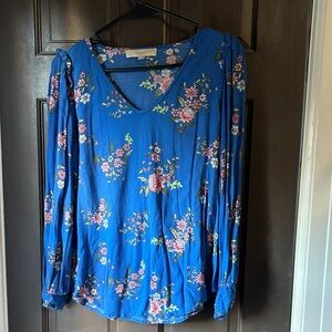 LOFT Vibrant Blue Floral Blouse
